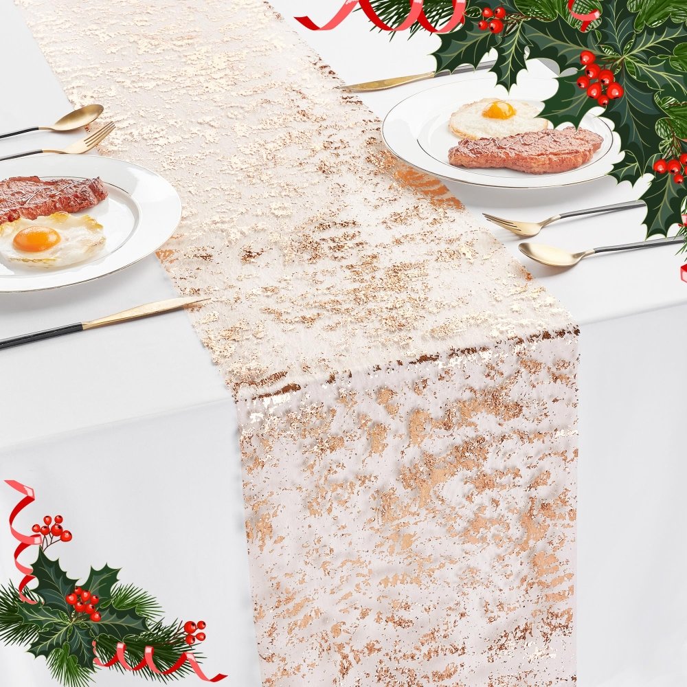 Deconovo Sequin Glitter Metallic Foil Table Runner, Mesh Sparkle for Weddings, Parties, Events, Holiday, DIY Decor - Deconovo US