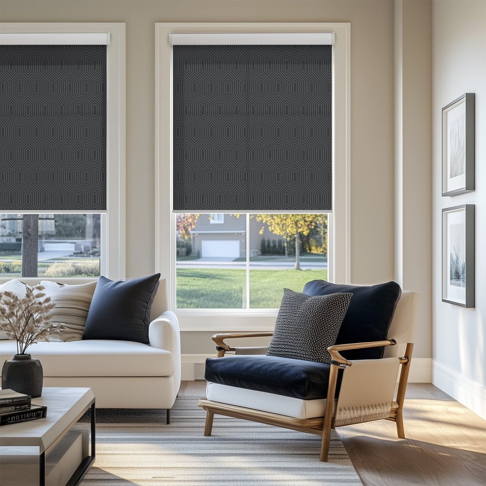 Dina Custom Designer Print Semi - Blackout Roller Blinds - Deconovo US