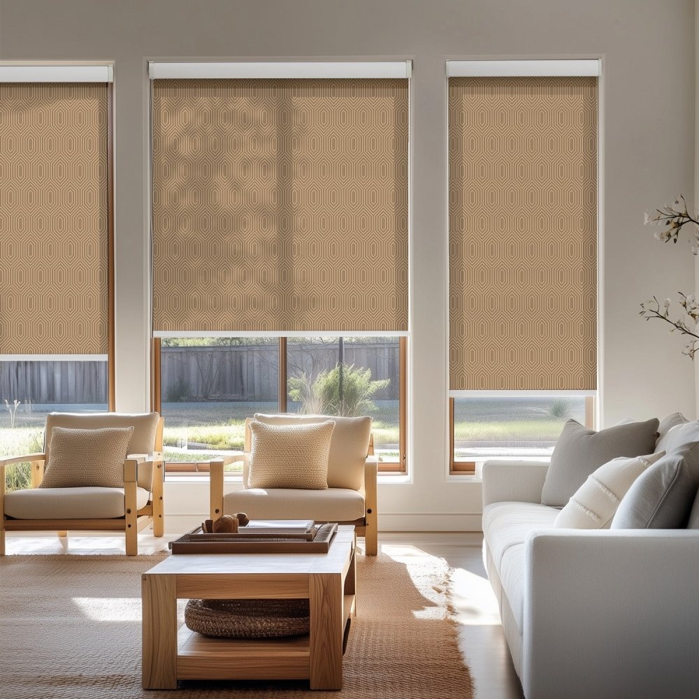 Dina Custom Designer Print Semi - Blackout Roller Blinds - Deconovo US