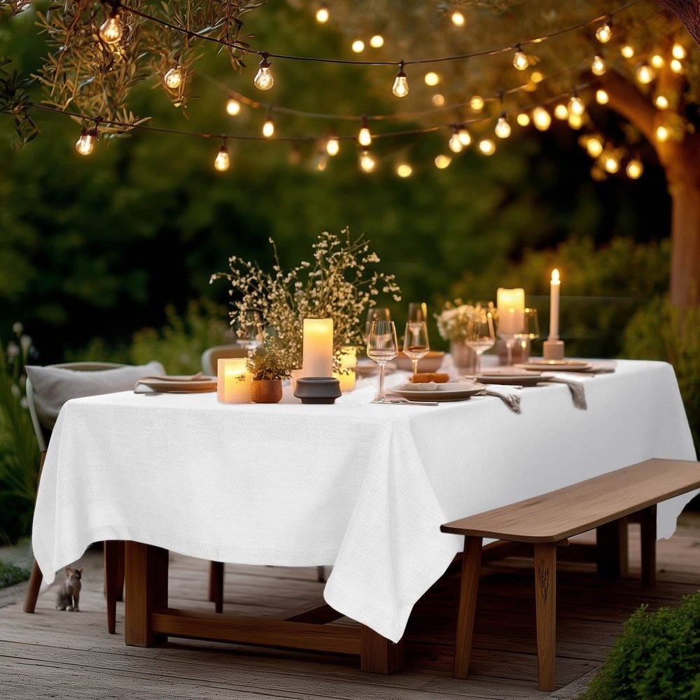 Eleanor Custom Faux Linen Tablecloth - Deconovo US