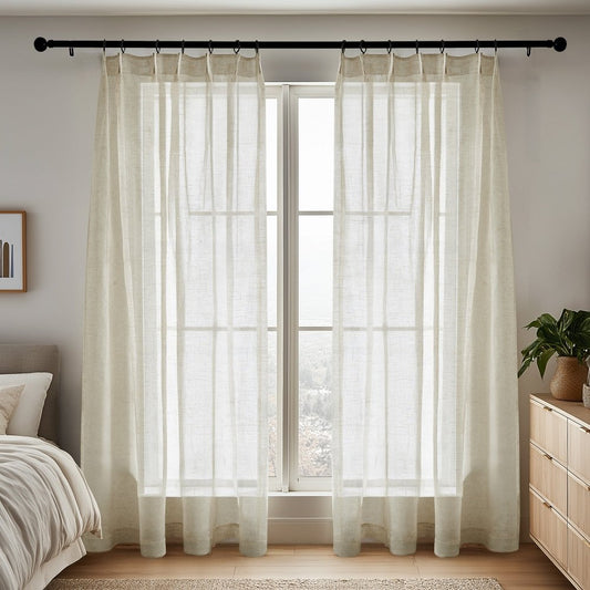 Florrie Custom Woven Linen Sheer Curtains - Deconovo US