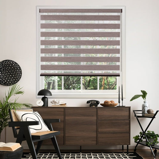 Grace Custom Linen Texture Blackout Zebra Blinds - Deconovo US