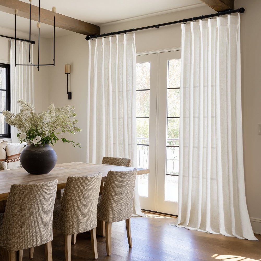 Hannah Wool Blend Herringbone Custom Sheer Curtains - Deconovo US