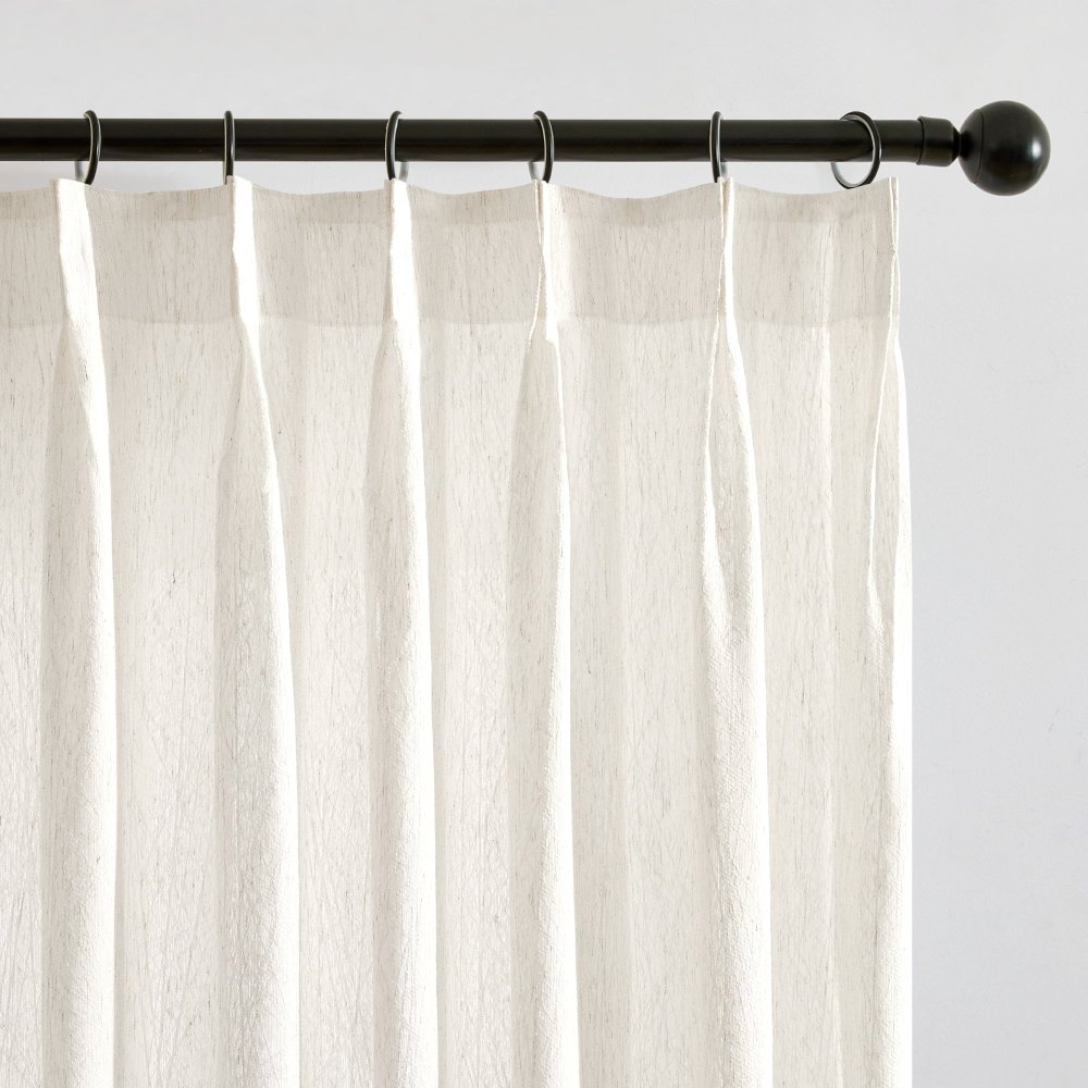 Hannah Wool Blend Herringbone Custom Sheer Curtains - Deconovo US