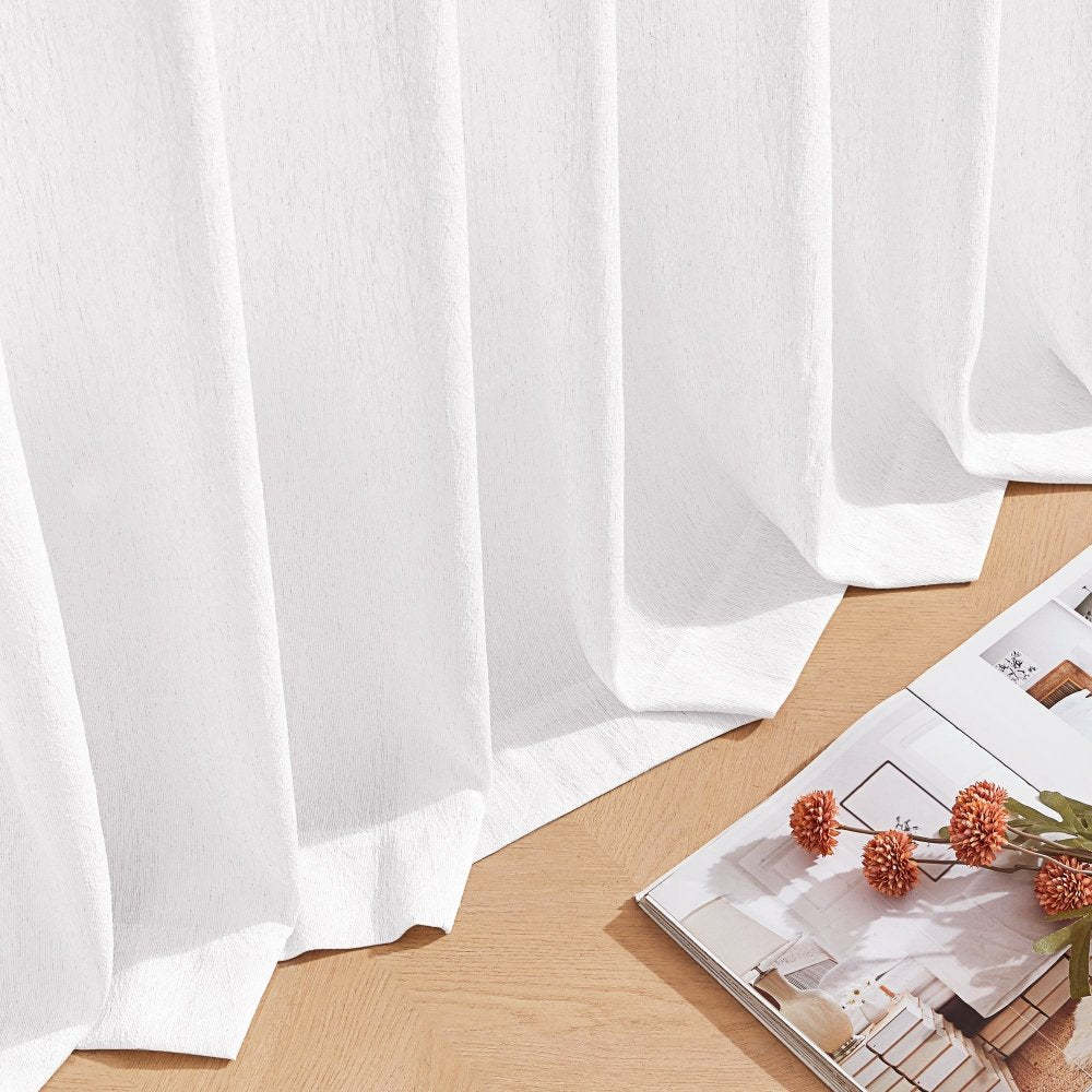 Hannah Wool Blend Herringbone Custom Sheer Curtains - Deconovo US
