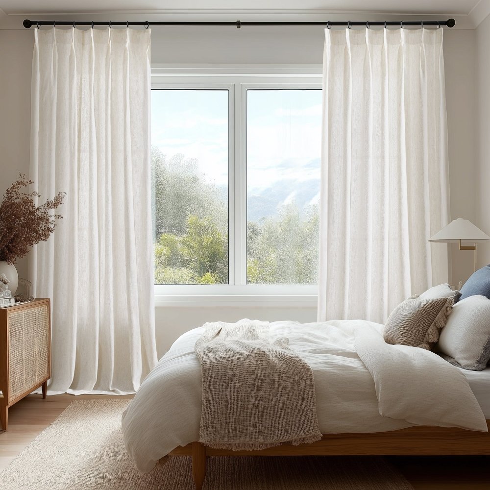 Hannah Wool Blend Herringbone Custom Sheer Curtains - Deconovo US
