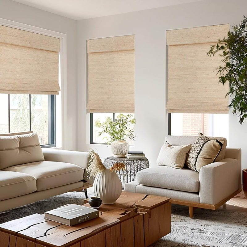 Jute Bamboo Woven Shades in Bark, 405 GSM, OEKO-TEX | Deconovo Hazel ...