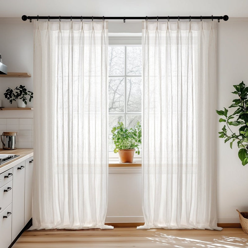 Iris Custom Linen Striped Sheer Curtains – Deconovo US