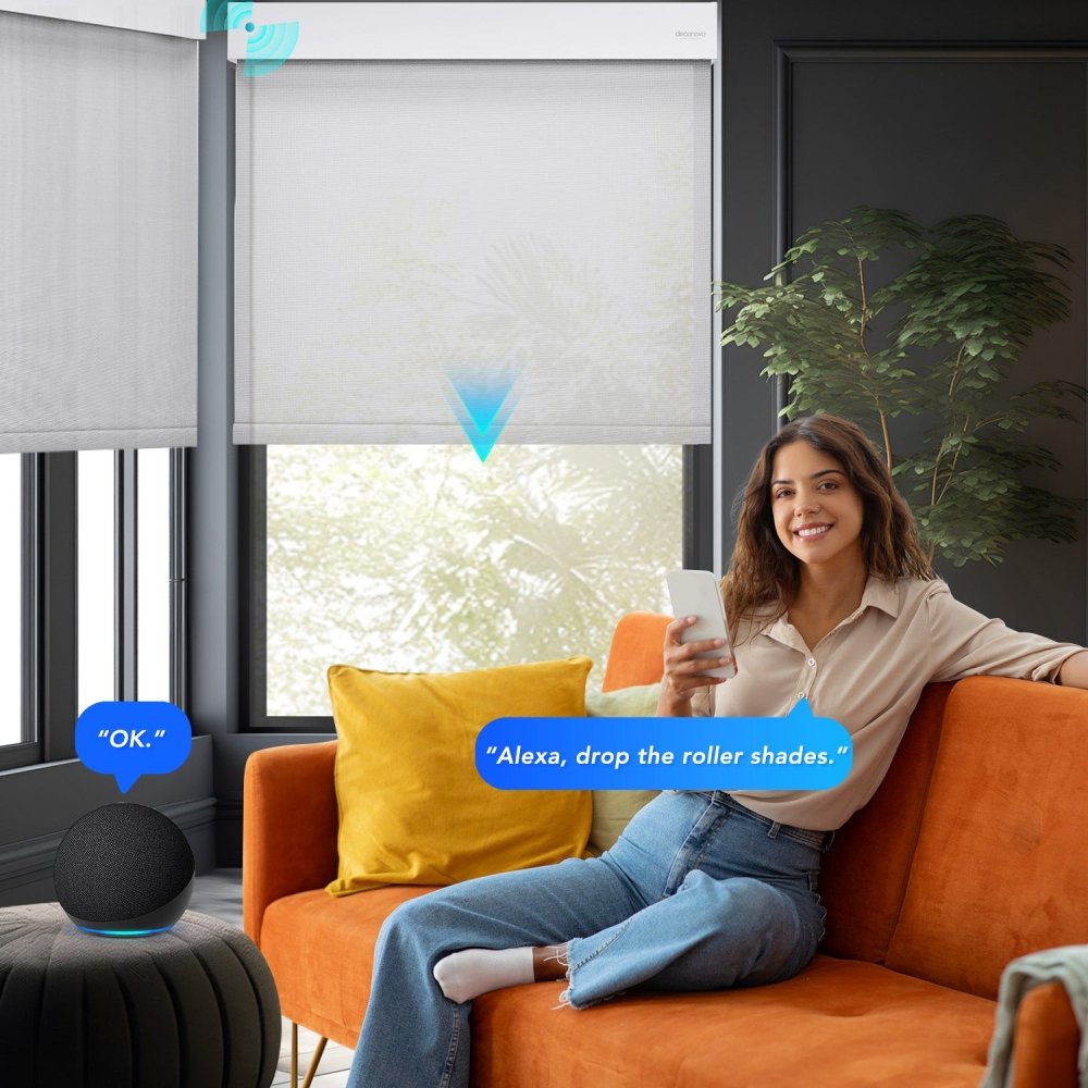 Jacqueline Custom Light - Filtering Motorized Roller Shades - Deconovo US