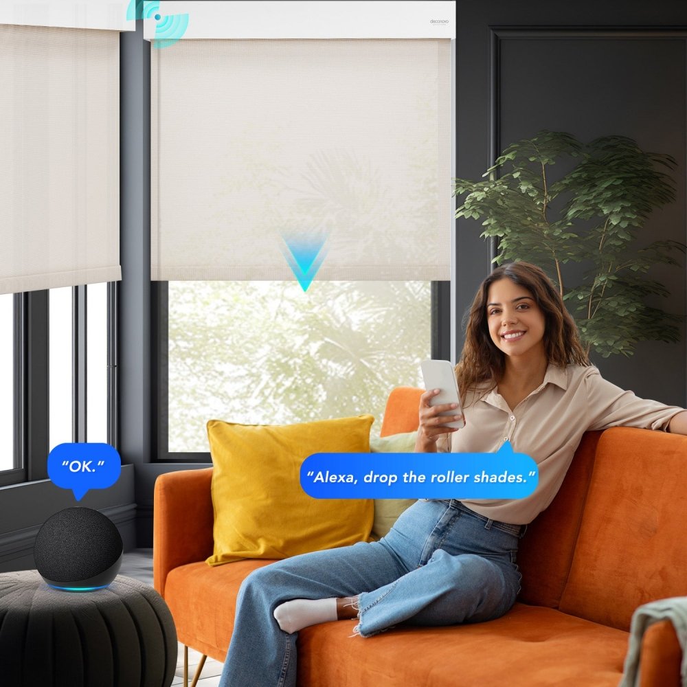 Jacqueline Custom Light - Filtering Motorized Roller Shades - Deconovo US
