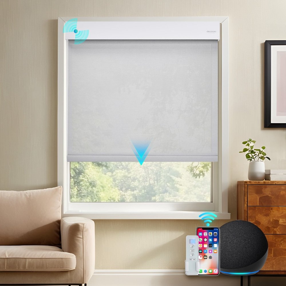 Jacqueline Custom Light - Filtering Motorized Roller Shades - Deconovo US