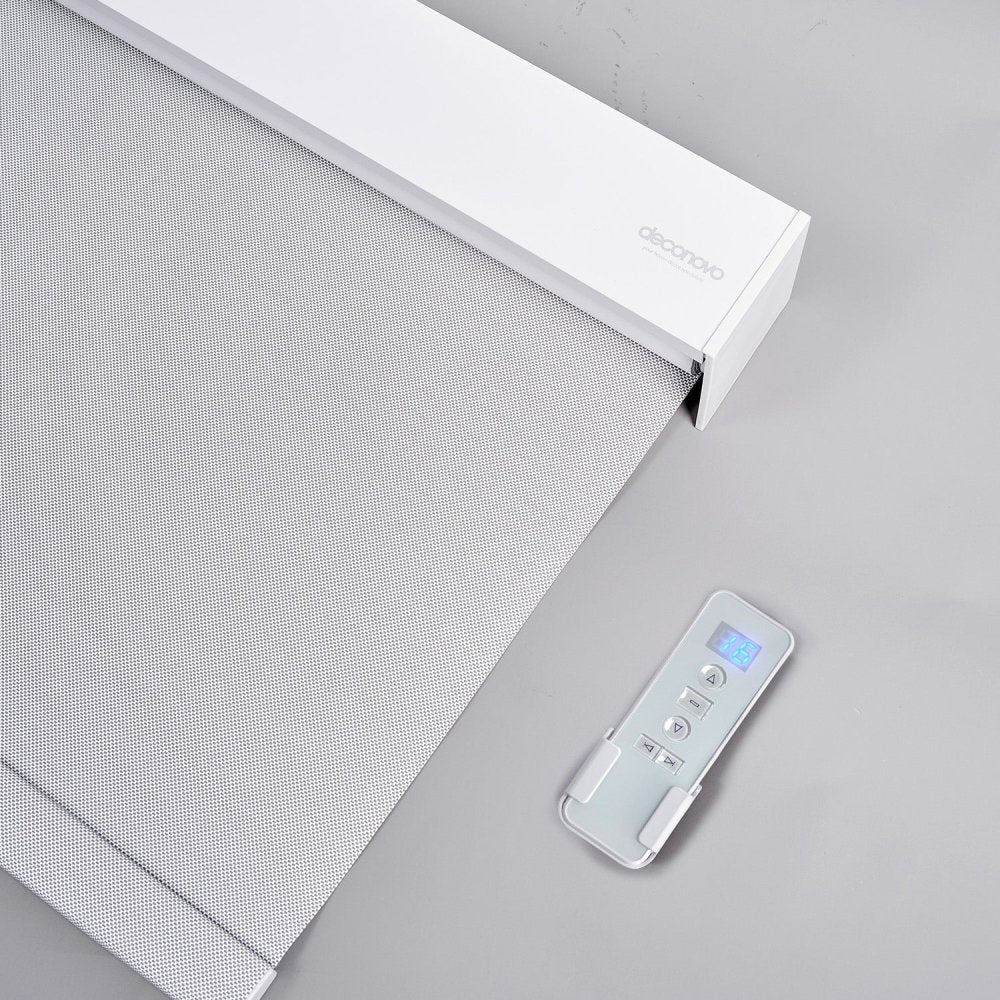 Janet Custom White - Coated Motorized Roller Shades - Deconovo US