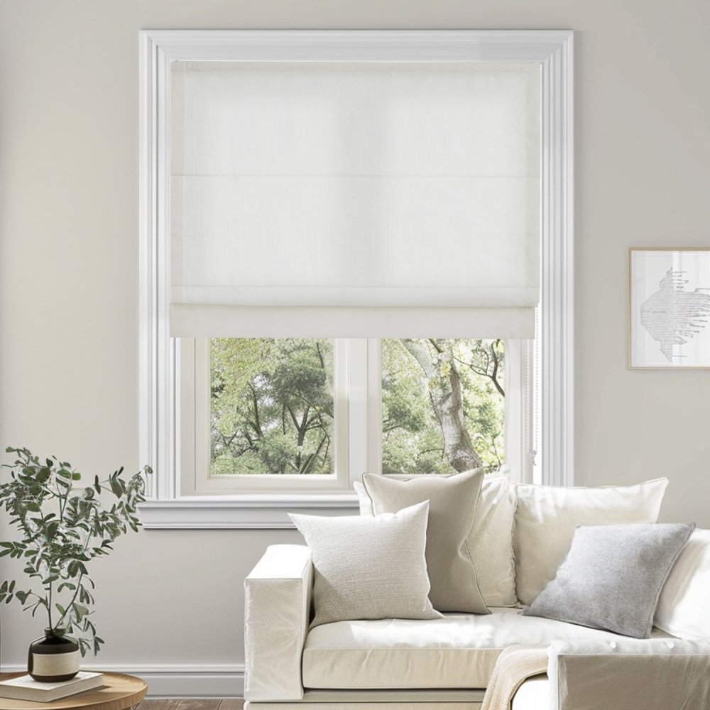 Lauretta Custom Linen Roman Shades Corded - Deconovo US