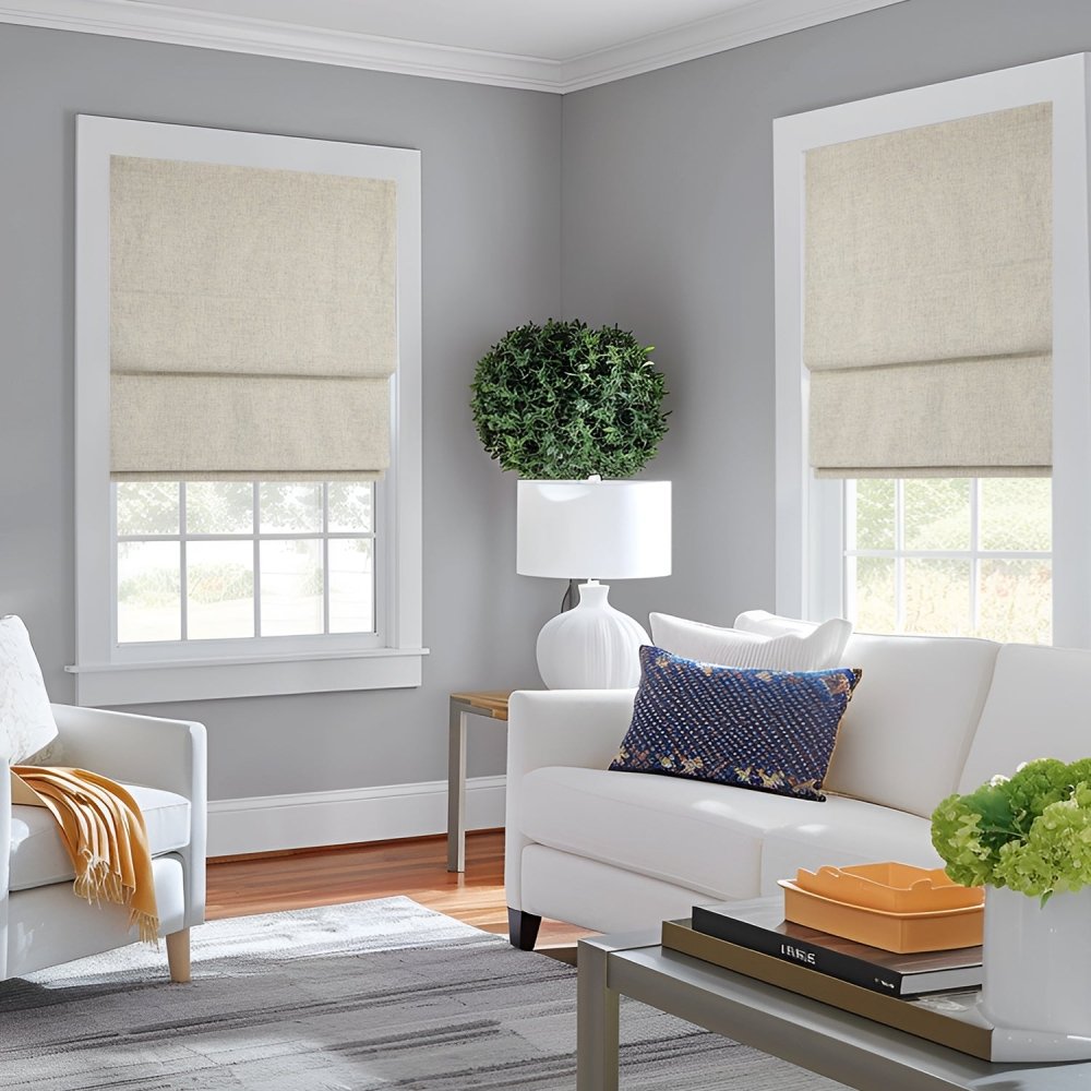 Lauretta Custom Linen Roman Shades Cordless - Deconovo US