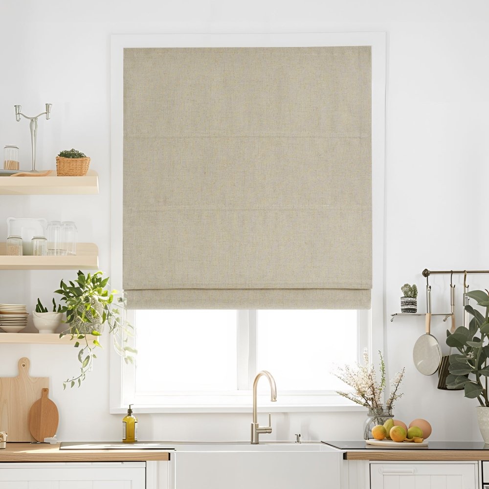 Lauretta Custom Linen Roman Shades Cordless - Deconovo US