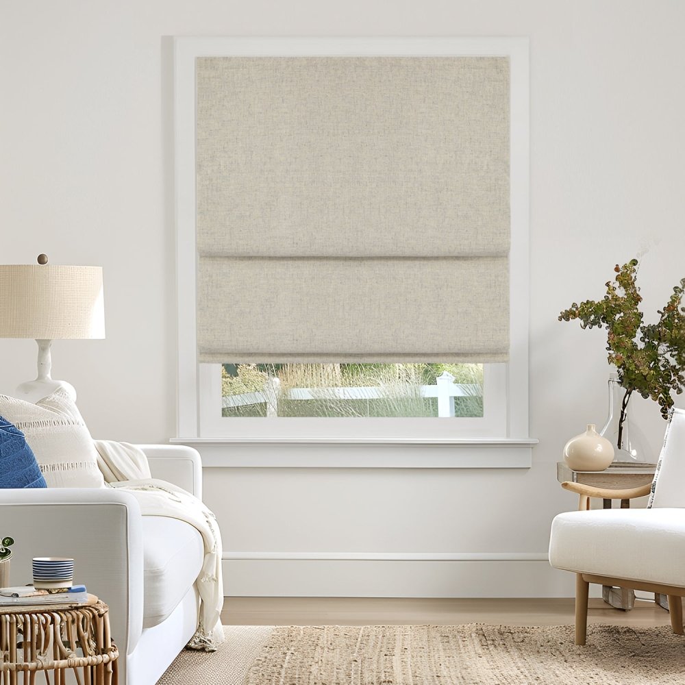 Lauretta Custom Linen Roman Shades Cordless - Deconovo US