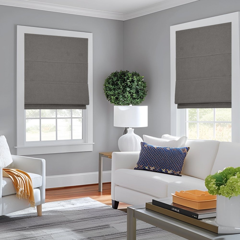 Lauretta Custom Linen Roman Shades Cordless - Deconovo US