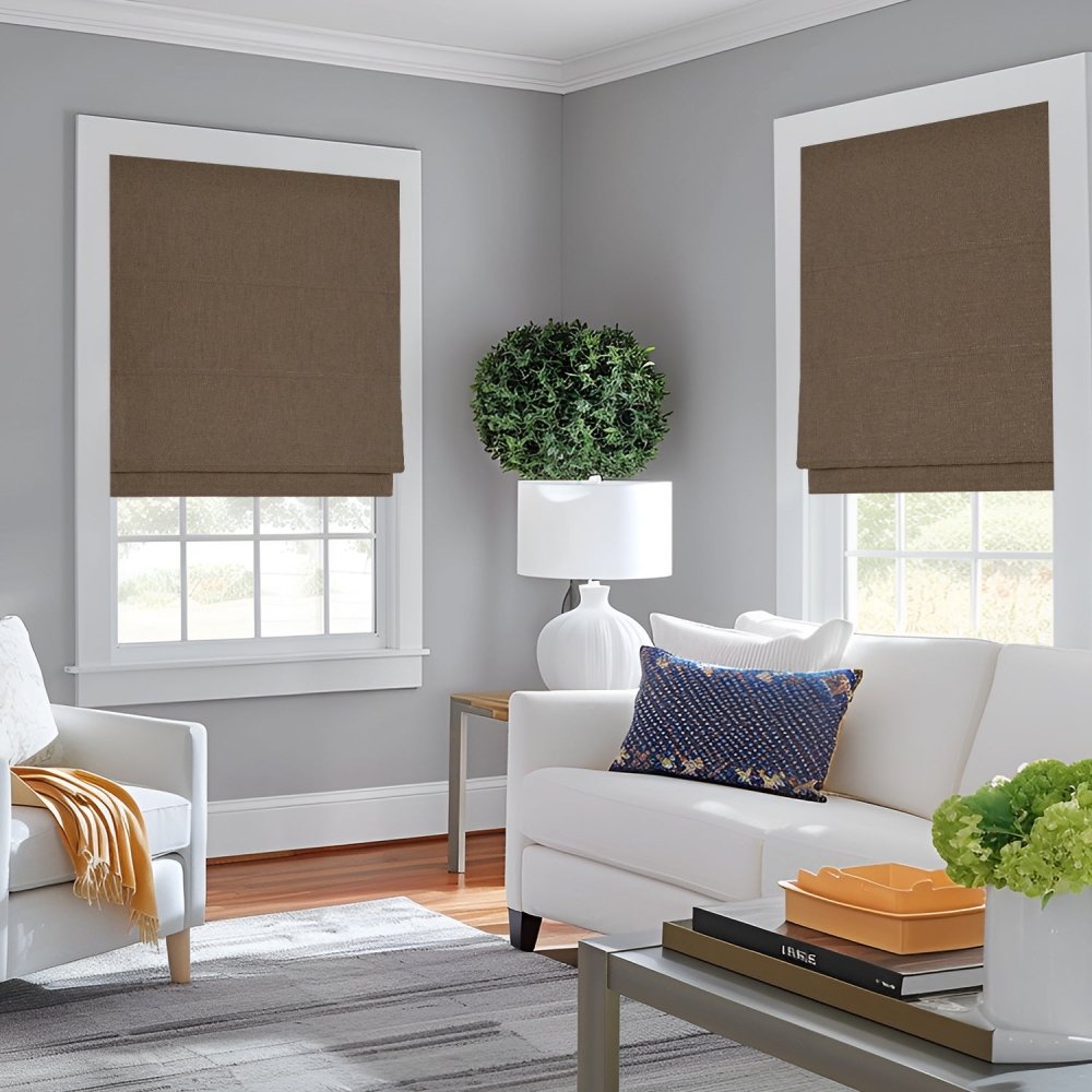 Lauretta Custom Linen Roman Shades Cordless - Deconovo US