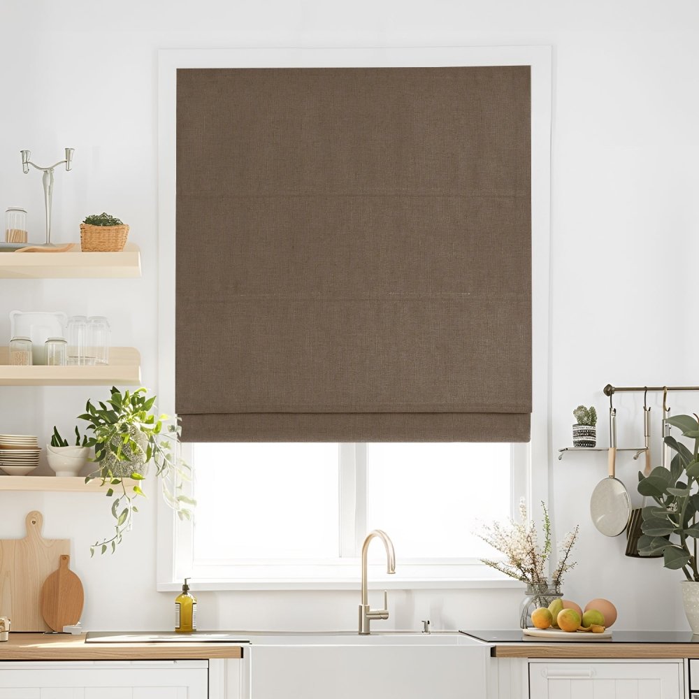 Lauretta Custom Linen Roman Shades Cordless - Deconovo US