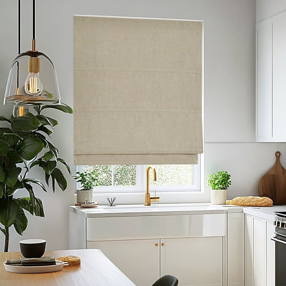 Lauretta Custom Linen Roman Shades Cordless - Deconovo US