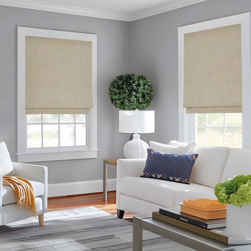 Lauretta Custom Linen Roman Shades Cordless - Deconovo US