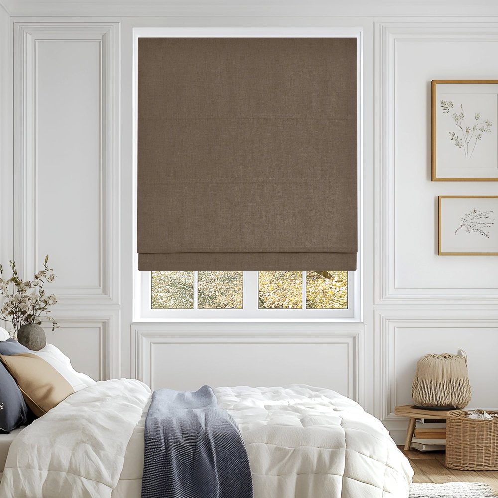 Lauretta Custom Linen Roman Shades Cordless - Deconovo US