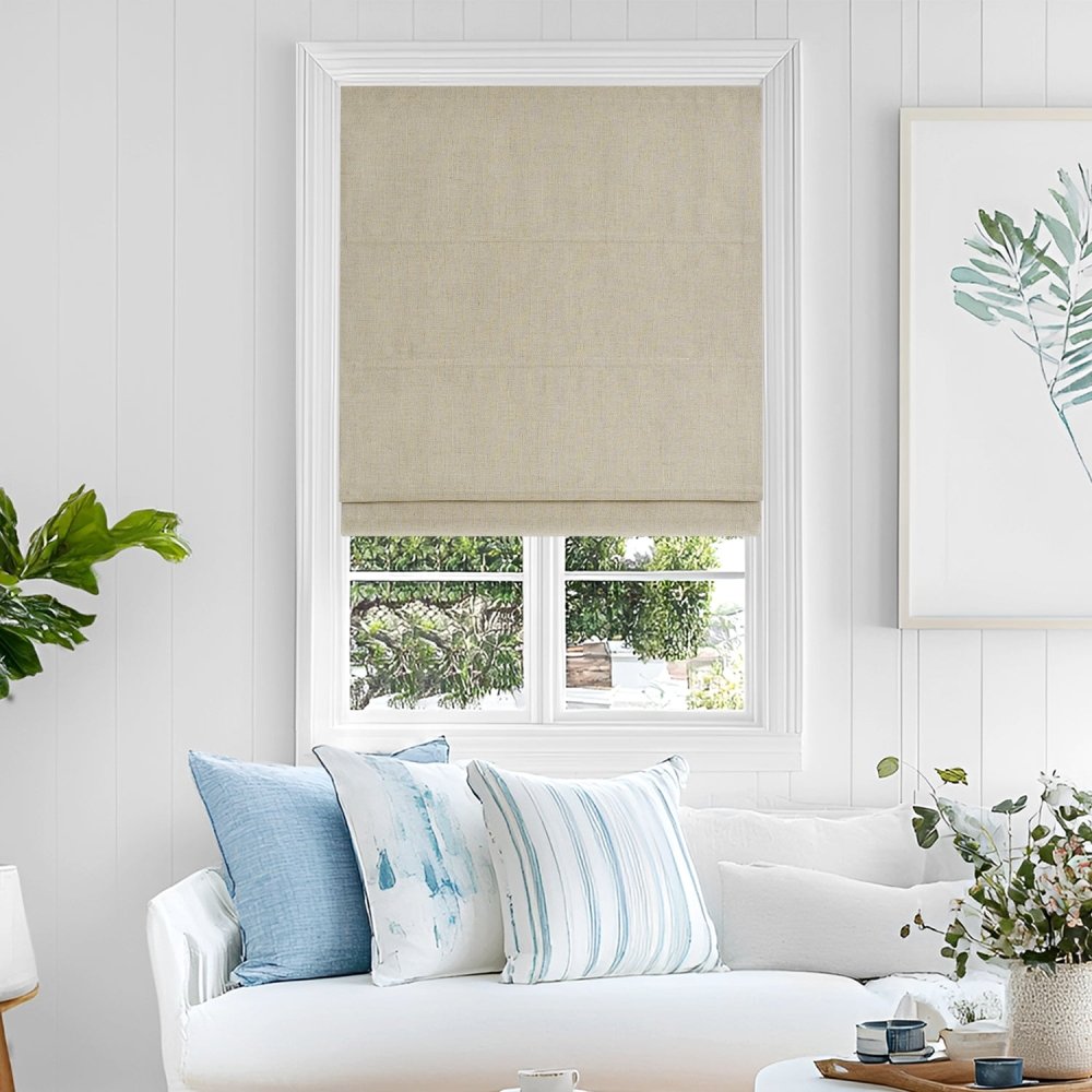 Lauretta Custom Linen Roman Shades Cordless - Deconovo US