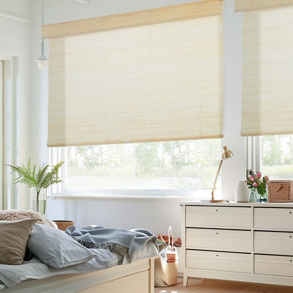 Livia Custom Natural Ramie Bamboo Woven Shades - Deconovo US