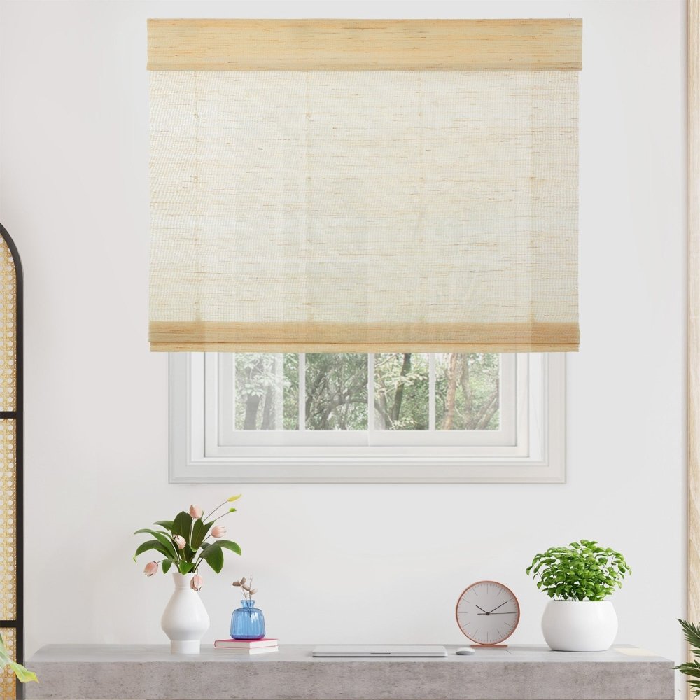 Livia Custom Natural Ramie Bamboo Woven Shades - Deconovo US