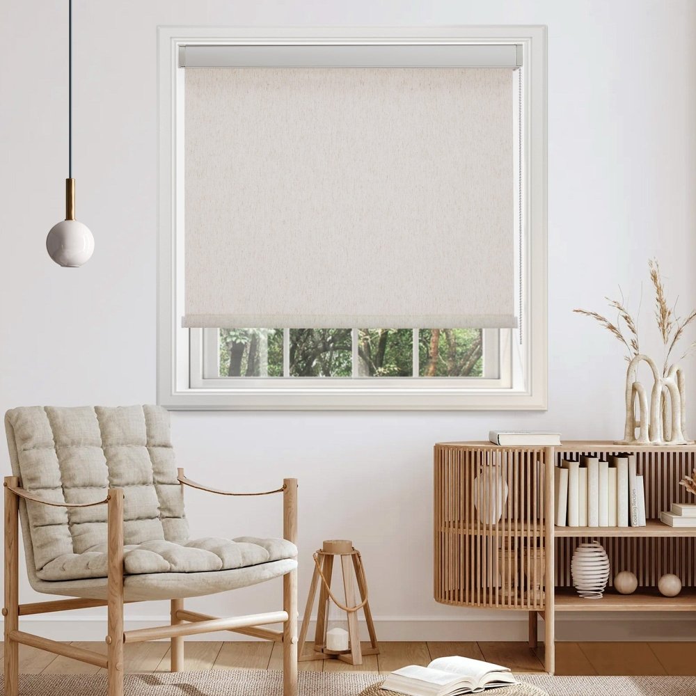 Luna Custom Linen Full Blackout Roller Blinds - Deconovo US