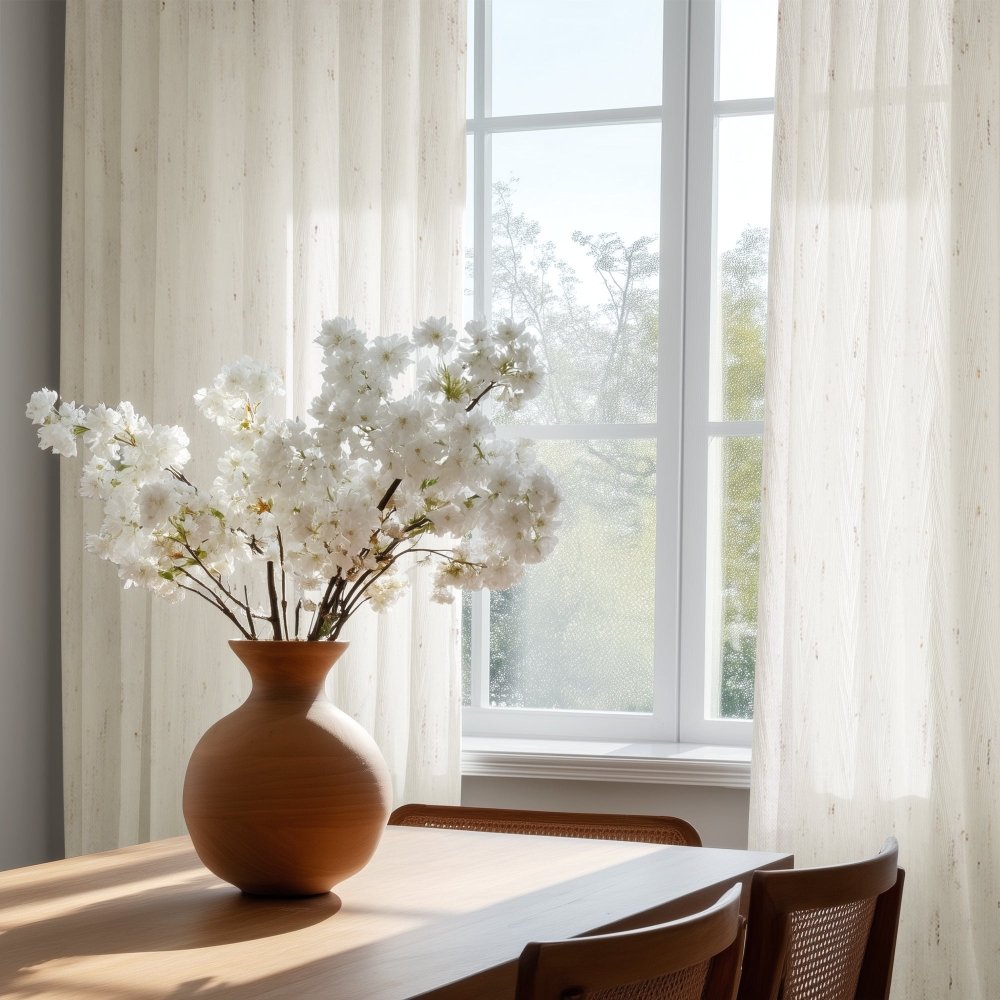 Mandy Wool - Blend Jacquard Sheer Curtains - Deconovo US