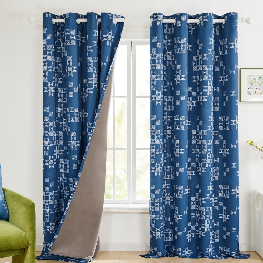 Modern Patchwork Blackout Curtains - Deconovo US