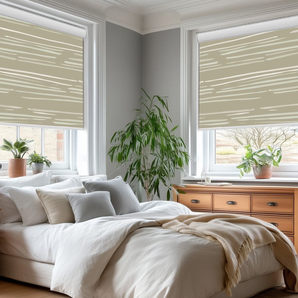 Pure Calm Water Print Full Blackout Roller Blinds - Deconovo US