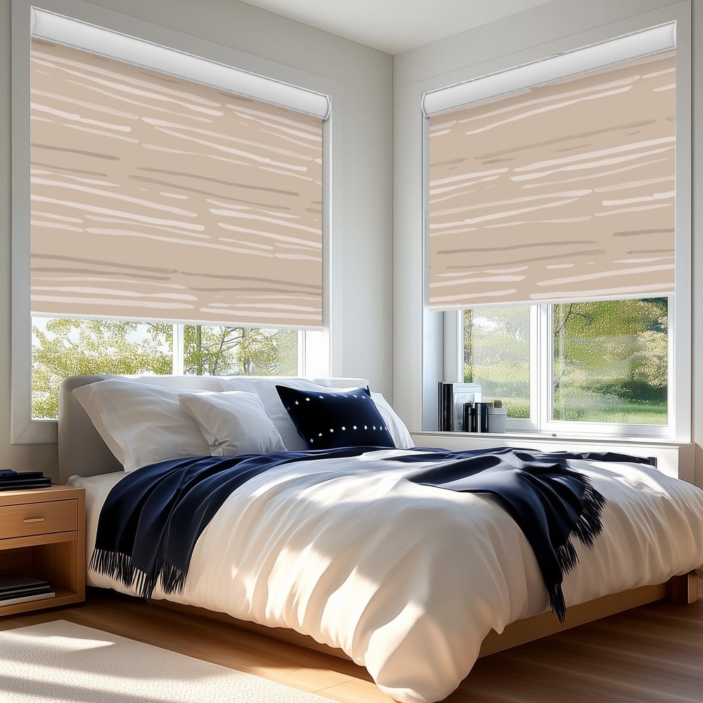 Pure Calm Water Print Full Blackout Roller Blinds - Deconovo US