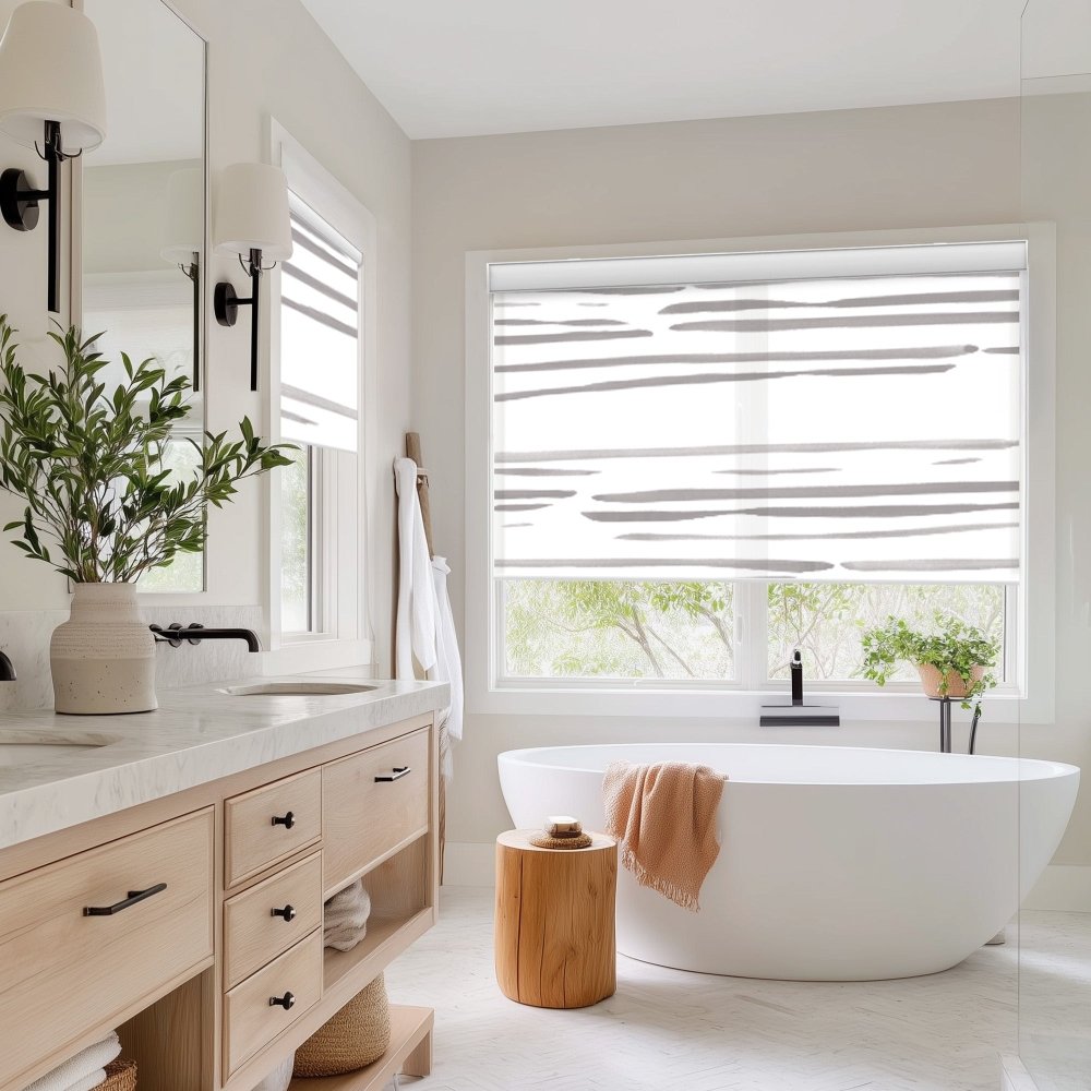 Pure Calm Water Print Semi - Blackout Roller Blinds - Deconovo US