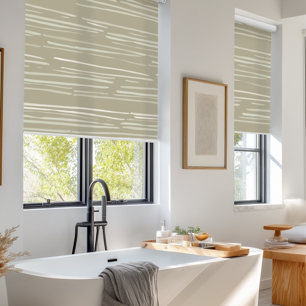 Pure Calm Water Print Semi - Blackout Roller Blinds - Deconovo US