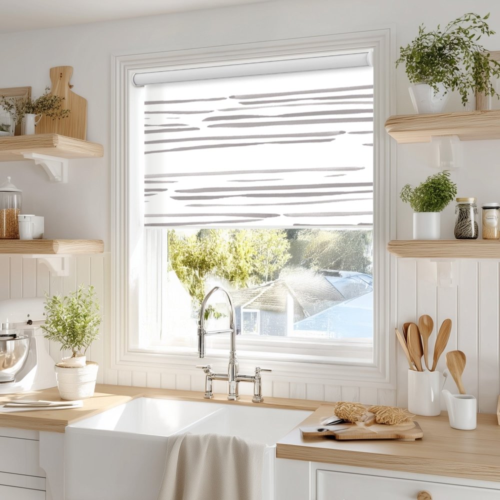 Pure Calm Water Print Semi - Blackout Roller Blinds - Deconovo US