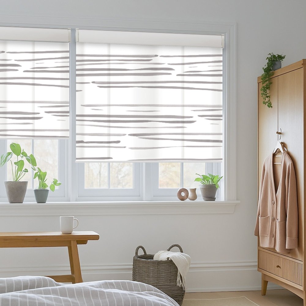 Pure Calm Water Print Semi - Blackout Roller Blinds - Deconovo US