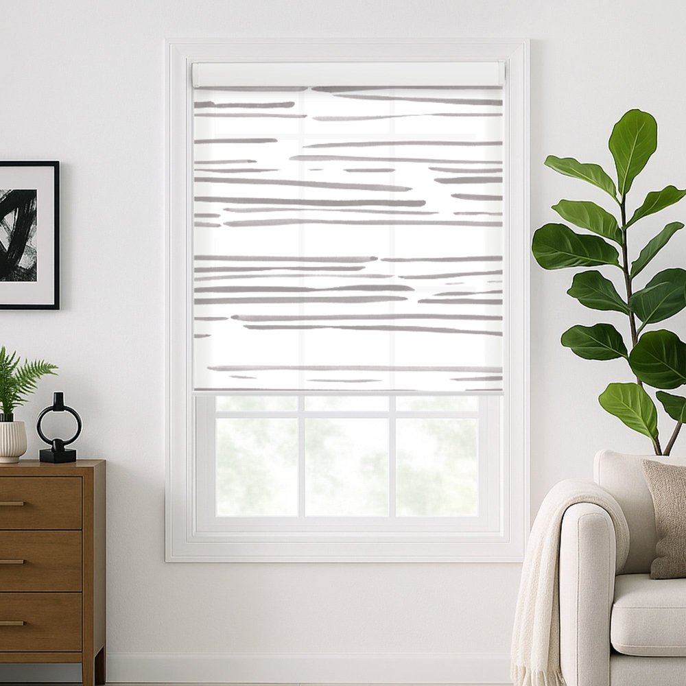 Pure Calm Water Print Semi - Blackout Roller Blinds - Deconovo US