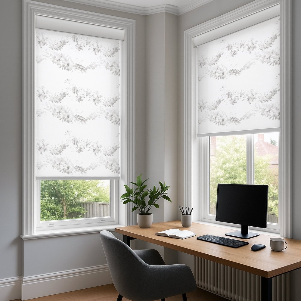 Pure Garland Print Semi - Blackout Roller Blinds - Deconovo US