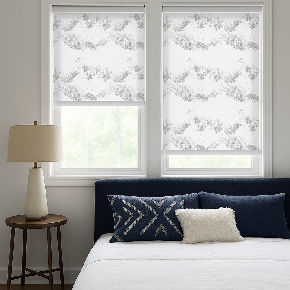 Pure Garland Print Semi - Blackout Roller Blinds - Deconovo US