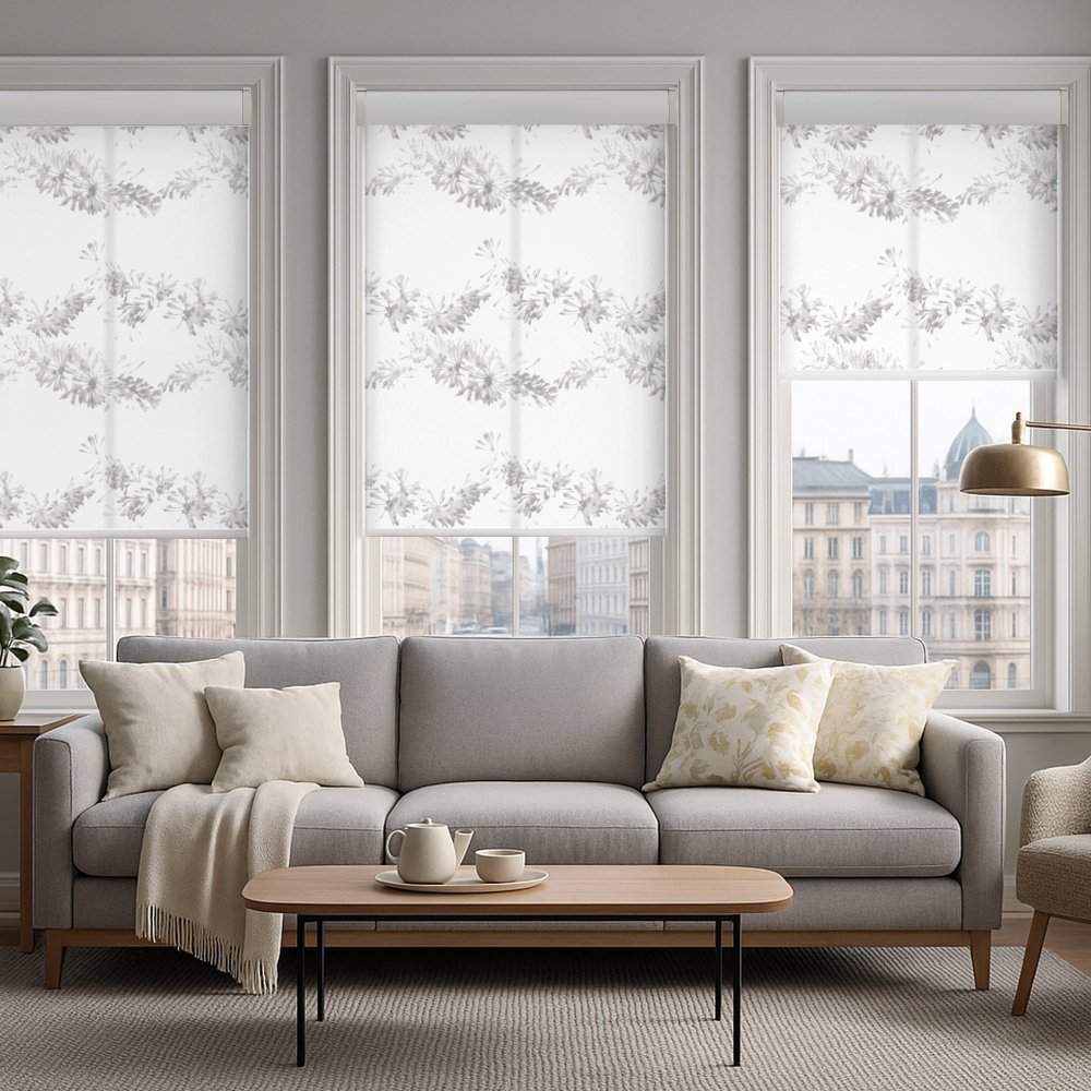 Pure Garland Print Semi - Blackout Roller Blinds - Deconovo US