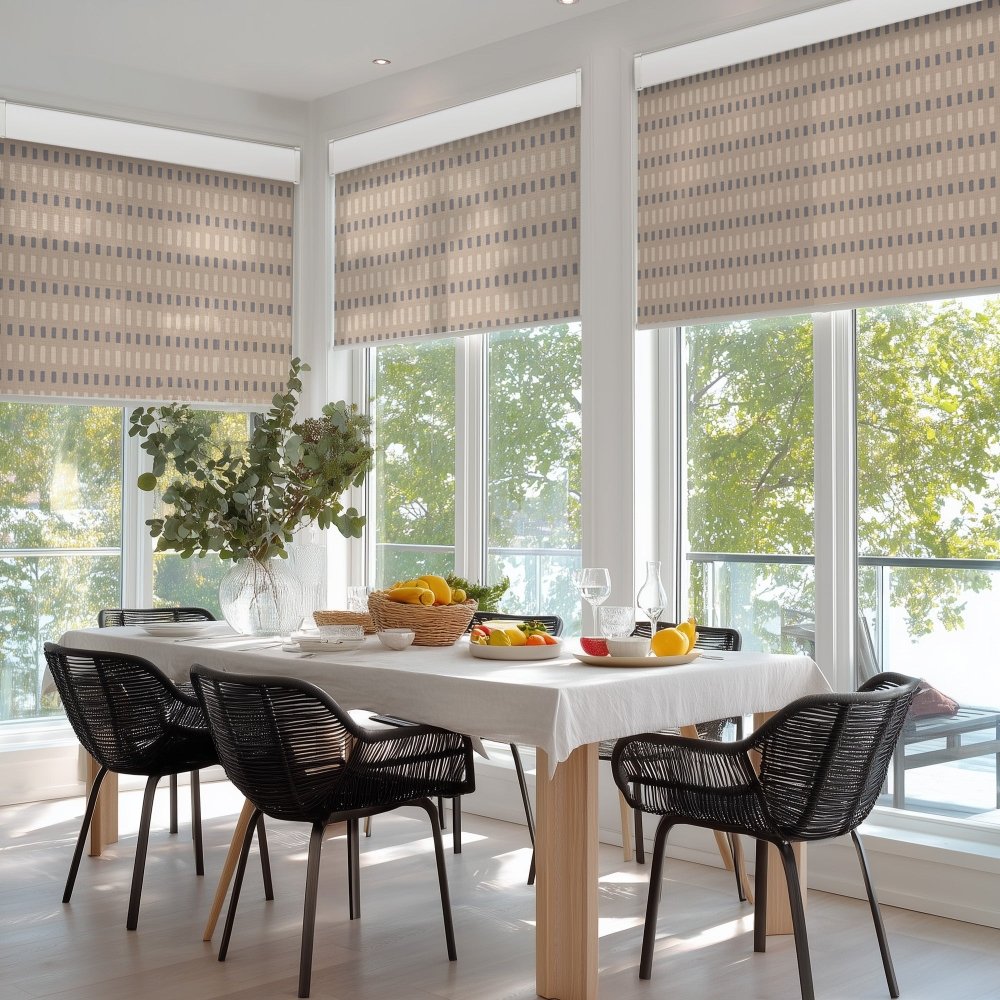 Pure Solitude Print Semi - Blackout Roller Blinds - Deconovo US