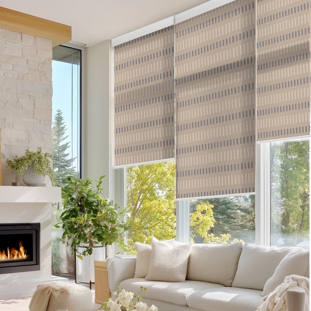 Pure Solitude Print Semi - Blackout Roller Blinds - Deconovo US