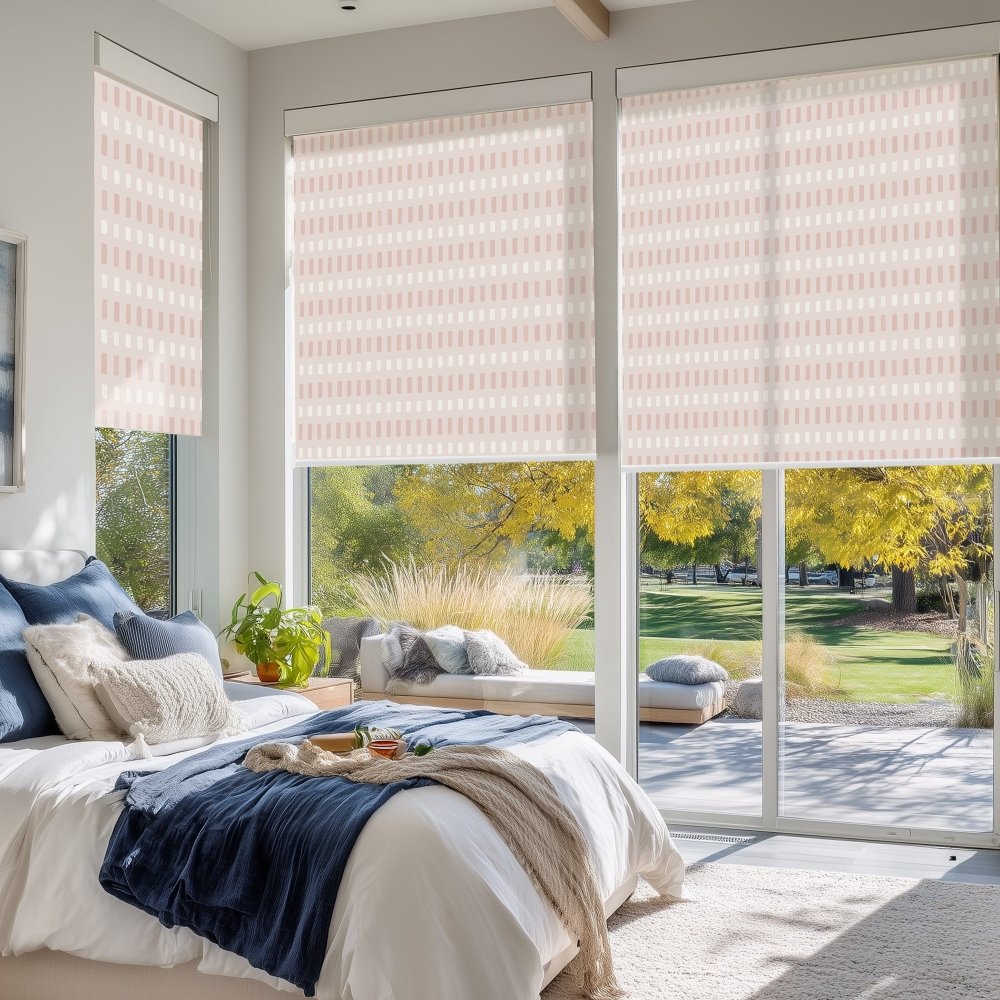 Pure Solitude Print Semi - Blackout Roller Blinds - Deconovo US