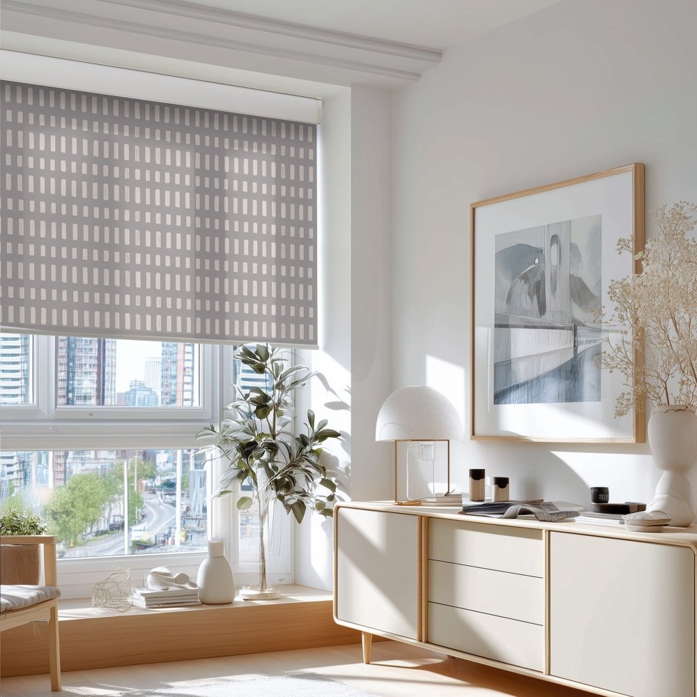 Pure Solitude Print Semi - Blackout Roller Blinds - Deconovo US