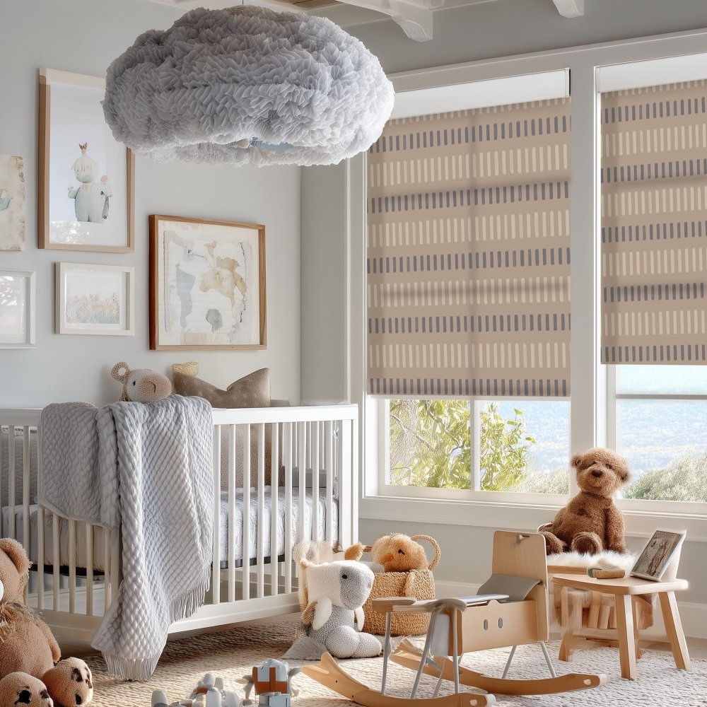 Pure Solitude Print Semi - Blackout Roller Blinds - Deconovo US