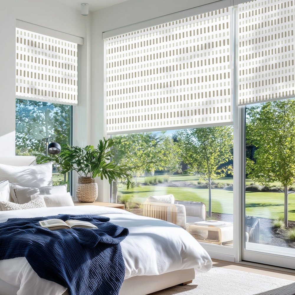 Pure Solitude Print Semi - Blackout Roller Blinds - Deconovo US