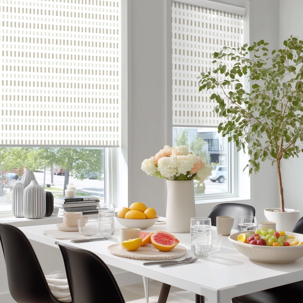 Pure Solitude Print Semi - Blackout Roller Blinds - Deconovo US