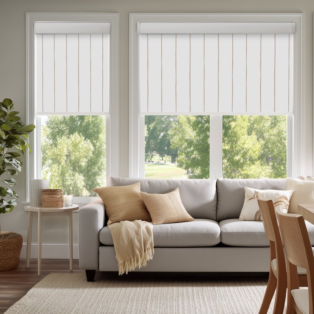 Pure Stripe Print Full Blackout Roller Blinds - Deconovo US